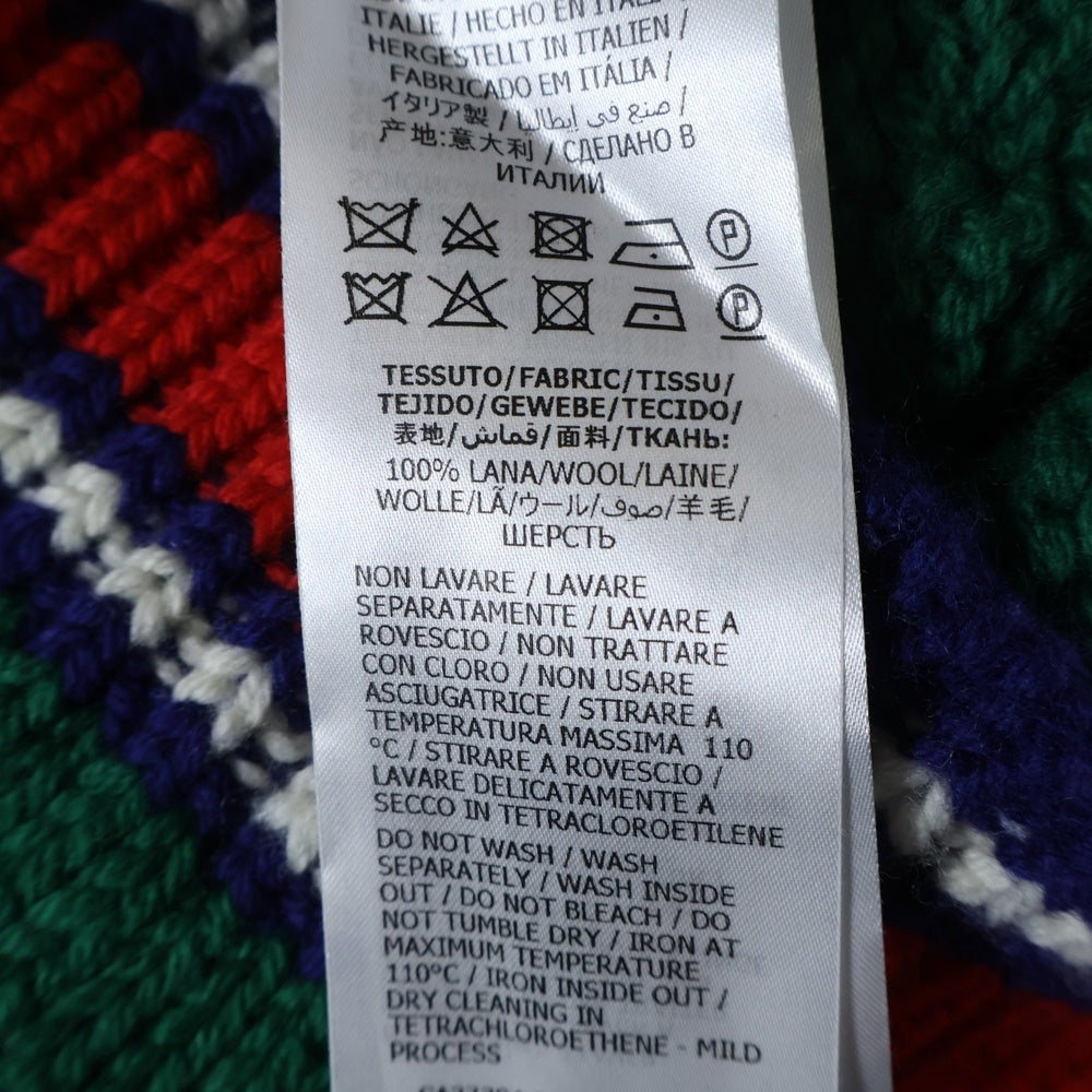 GUCCI(グッチ) 20SS Wool V Neck Cable Knit Sweater ウールVネックケーブルニットセーター 長袖ニットセーター 599310 グリーン