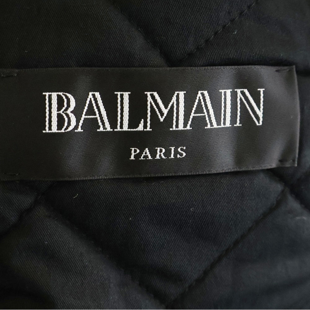 BALMAIN(バルマン) フーデット ラムスキン レザー ライダースジャケット ブラック 62 C896 D592