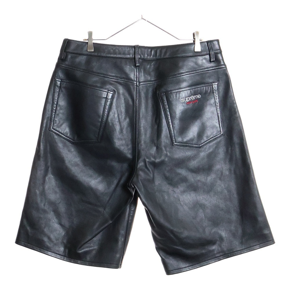 SUPREME(シュプリーム) 24SS Baggy Leather Short バギーレザーショーツ ブラック