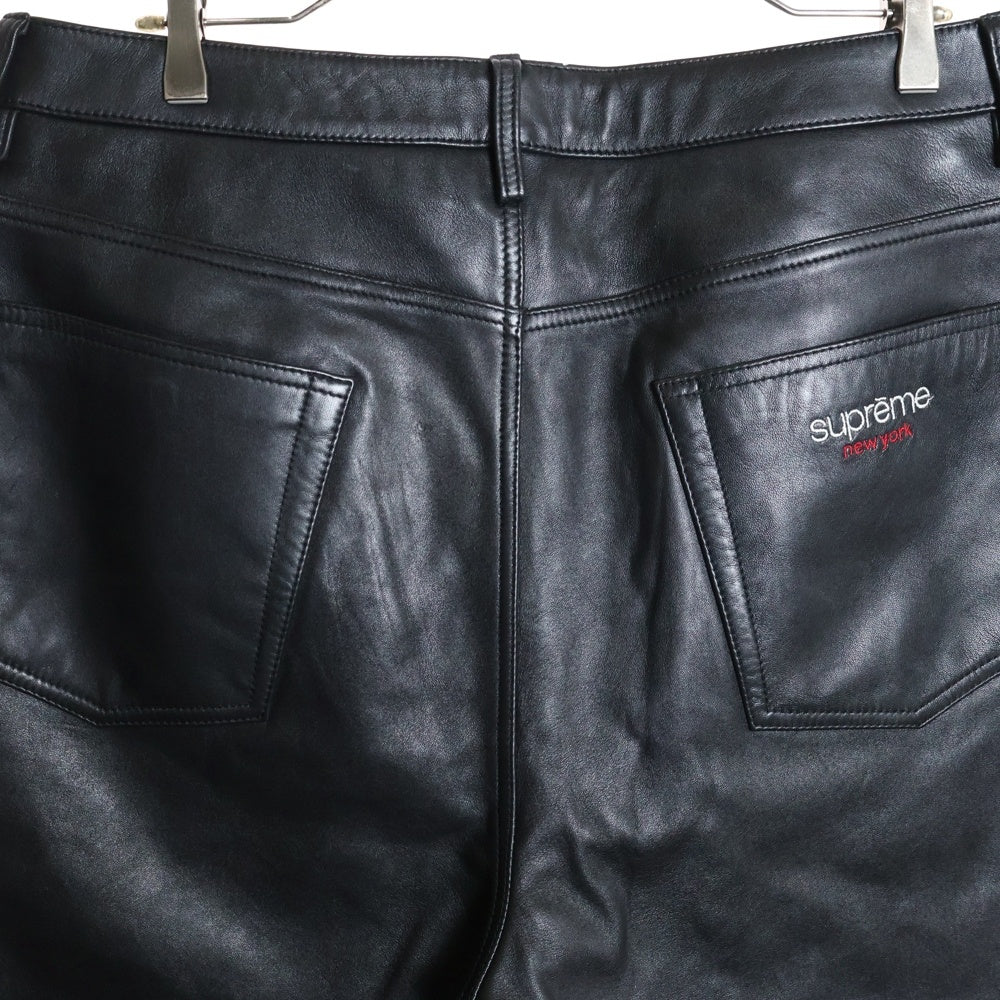 SUPREME(シュプリーム) 24SS Baggy Leather Short バギーレザーショーツ ブラック