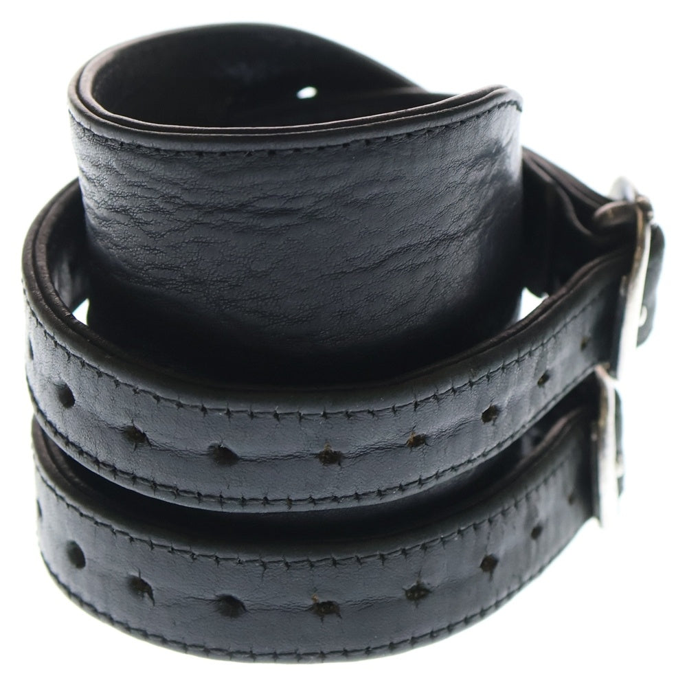 ★クロムハーツ R&R ロックンロール ブレスレット サイズ2 レザー ブラック CHROME HEARTS(クロムハーツ) R&R ロックンロール レザーブレスレット