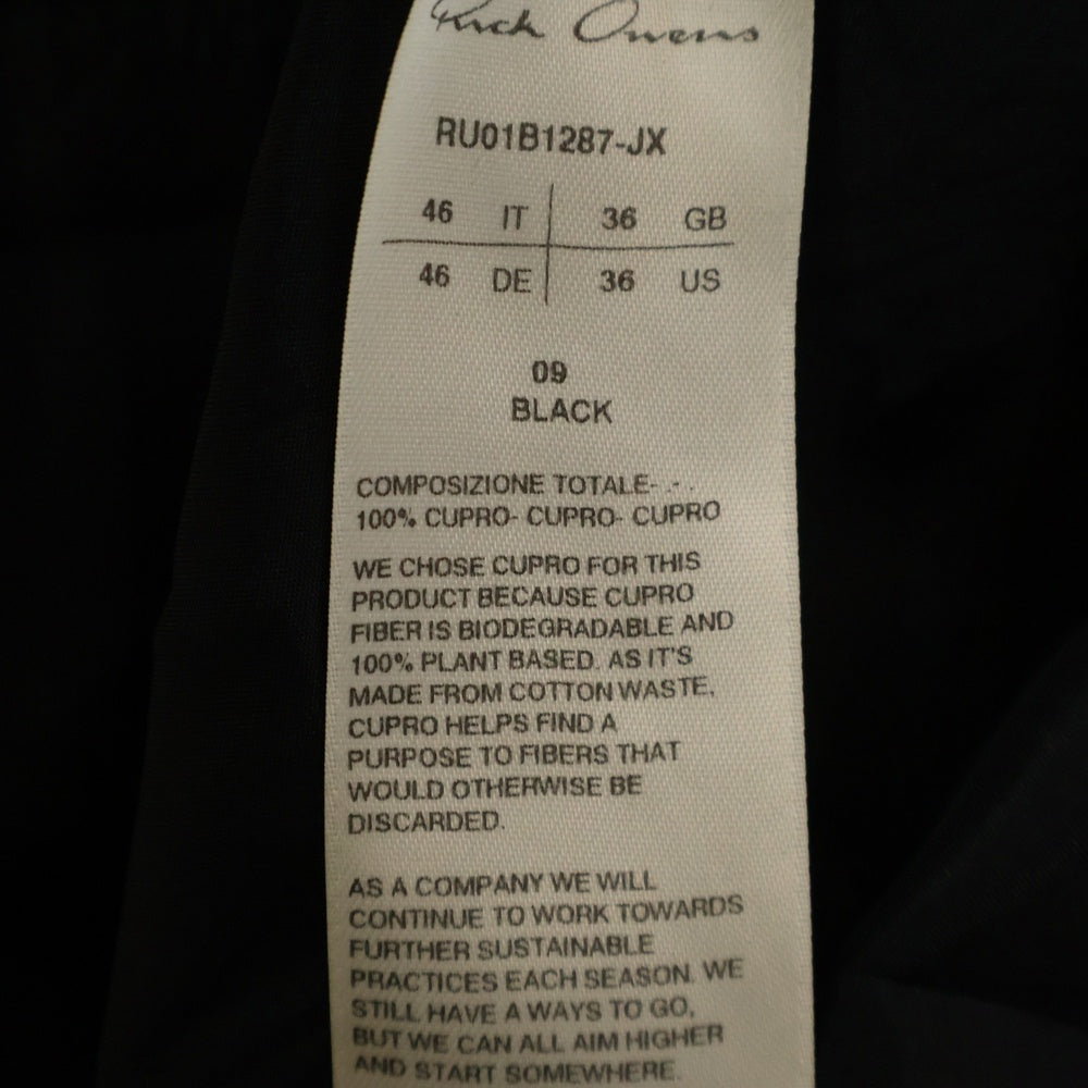 Rick Owens(リックオウエンス) 22SS FOGACHINE LARRY SHIRT フォガシン ラリー ボタン装飾 長袖シャツ ブラック RU01B1287-JX