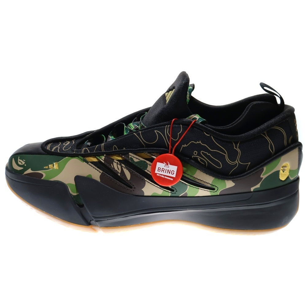 adidas(アディダス) ×A Bathing Ape Dame 9 Core Black ×アベイシングエイプ デイム9 コアブラック カモ総柄レースアップローカットスニーカー US10.5/28.5cm JH6358