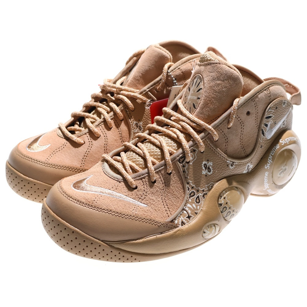 NIKE(ナイキ) 22SS ×Supreme Air Zoom Flight 95 SP Hemp White シュプリーム エアズームフライト95 ペイズリー総柄レースアップミッドカットスニーカー DJ8604-200