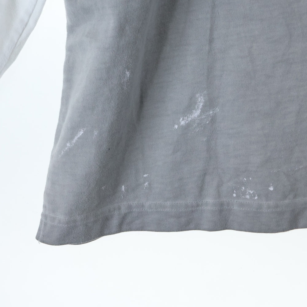 BALENCIAGA(バレンシアガ) 22SS METAL DOUBLE SLEEVE ダメージ加工 メタルロゴ ダブルスリーブ ロングスリーブTシャツ グレー 698089 TMV88