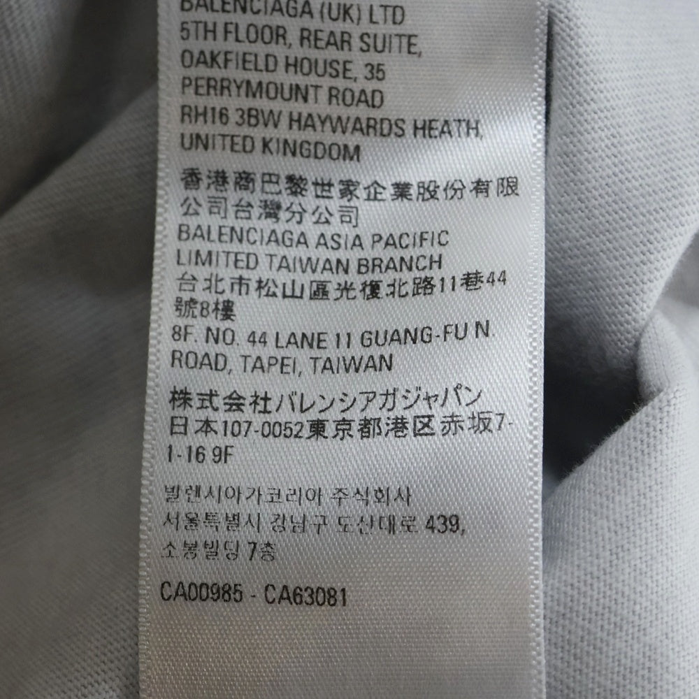 BALENCIAGA(バレンシアガ) 22SS METAL DOUBLE SLEEVE ダメージ加工 メタルロゴ ダブルスリーブ ロングスリーブTシャツ グレー 698089 TMV88