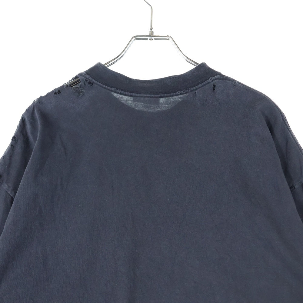 BALENCIAGA(バレンシアガ) 24AW PARIS LIBERTY ヴィンテージ加工自由の女神プリント半袖Tシャツ ブラック 764235 TQVR9