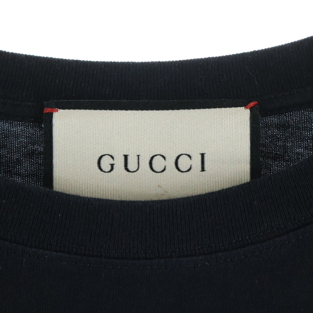 GUCCI(グッチ) 19AW Glitter Print Tee ラメロゴプリント半袖Tシャツ クルーネックカットソー 615044 XJCLF ブラック