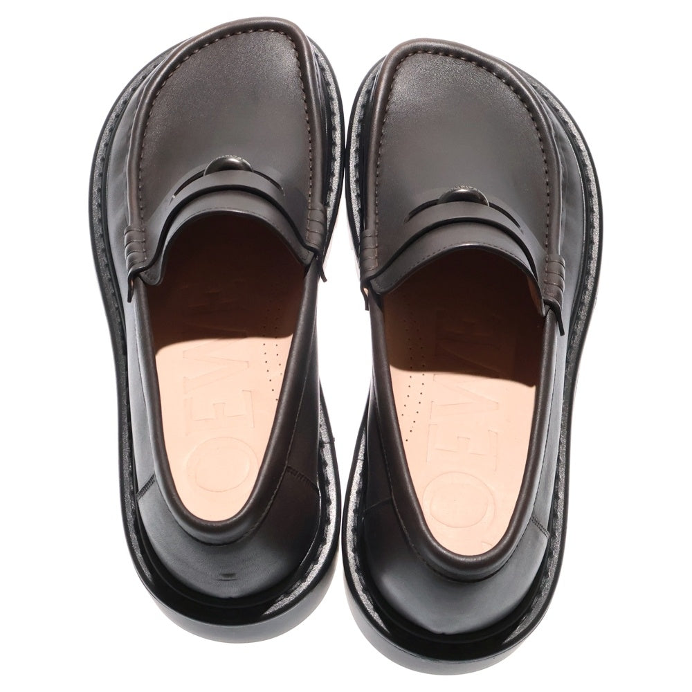 LOEWE(ロエベ) ロゴプレート デザイン シエラ ローファー シューズ ブラウン