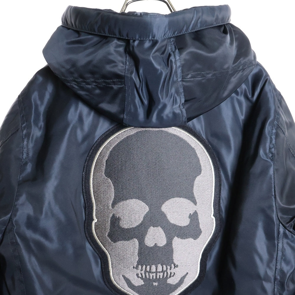 lucien pellat-finet(ルシアンペラフィネ) N-3B スカル ワッペン 刺繍 中綿 フライト ロングミリタリージャケット アウター ブラック