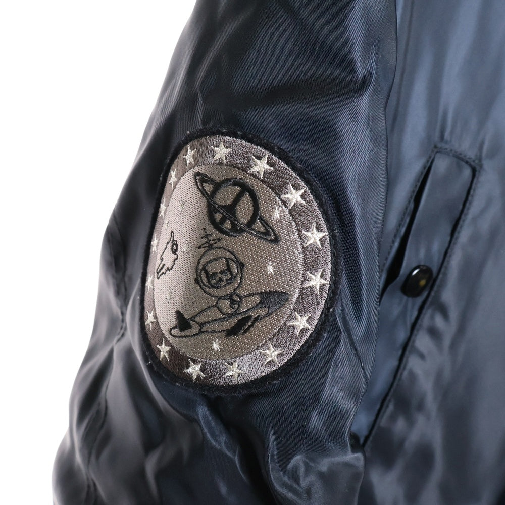 lucien pellat-finet(ルシアンペラフィネ) N-3B スカル ワッペン 刺繍 中綿 フライト ロングミリタリージャケット アウター ブラック