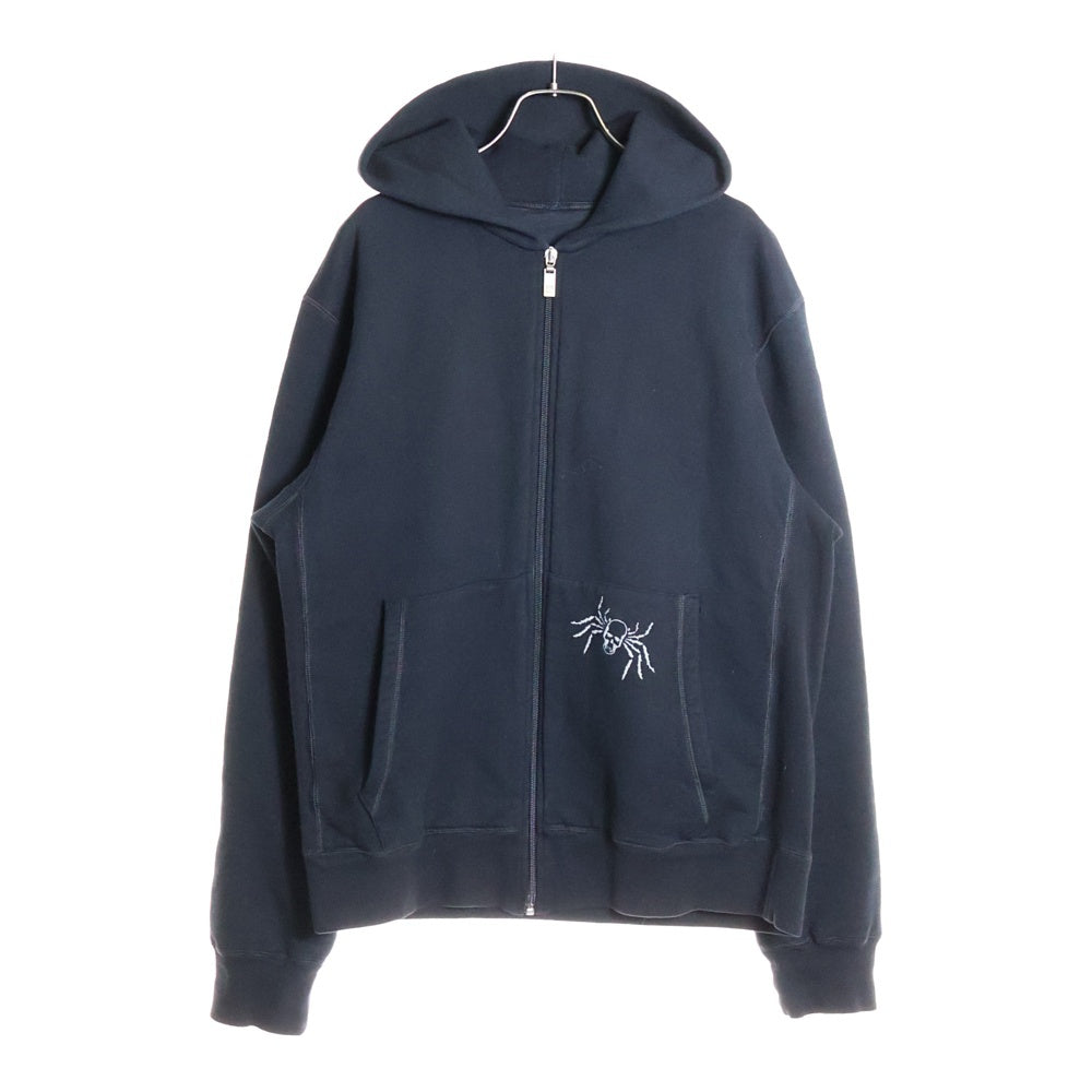 lucien pellat-finet(ルシアンペラフィネ) スカル刺繍 パーカー ジップアップ フーディー ブラック