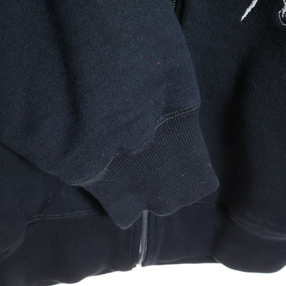 lucien pellat-finet(ルシアンペラフィネ) スカル刺繍 パーカー ジップアップ フーディー ブラック