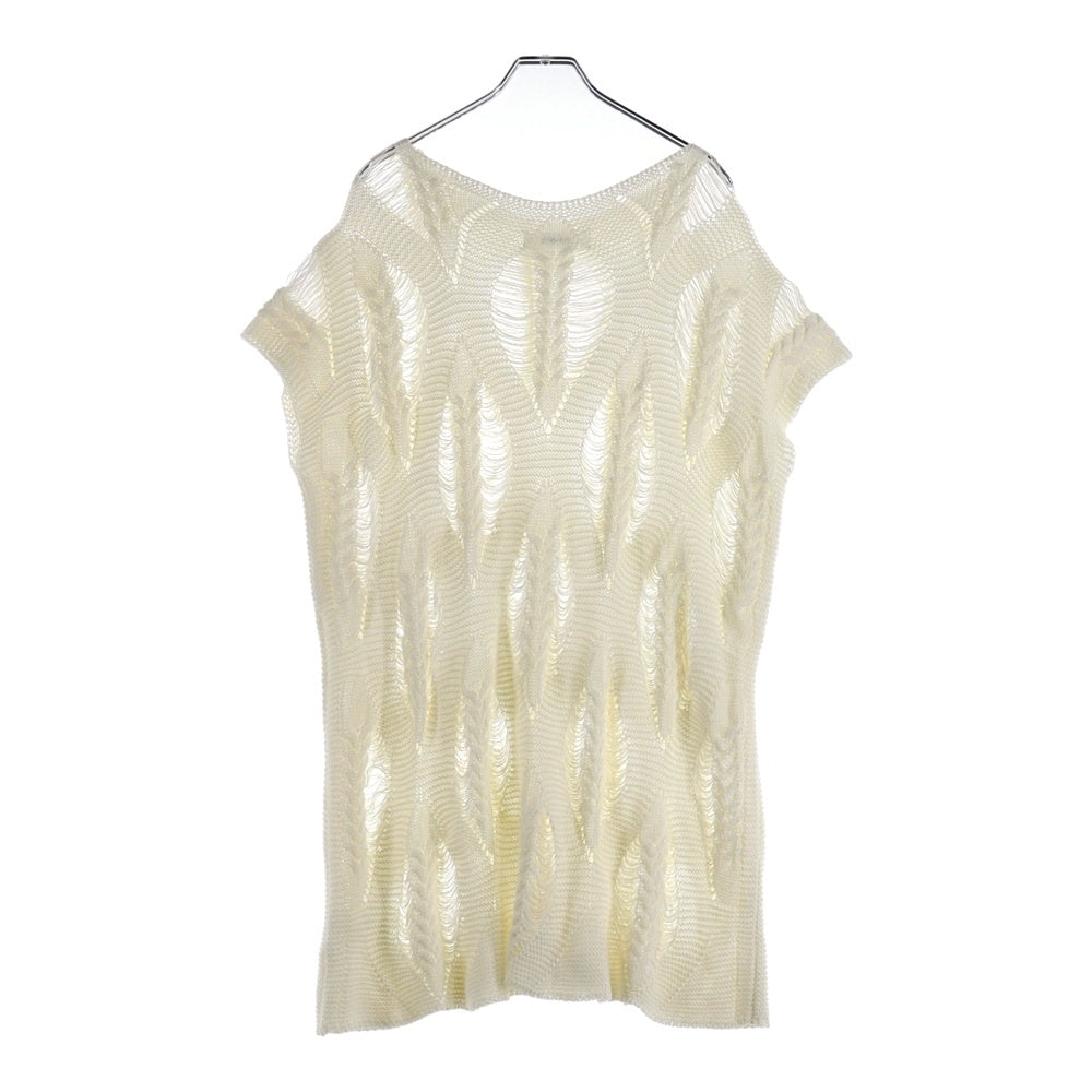 sulvam(サルバム) Yarn no sleeve Knit ヤーンノースリーブニット ダメージ加工ノースリーブニットセーター SP-K06-850 ホワイト