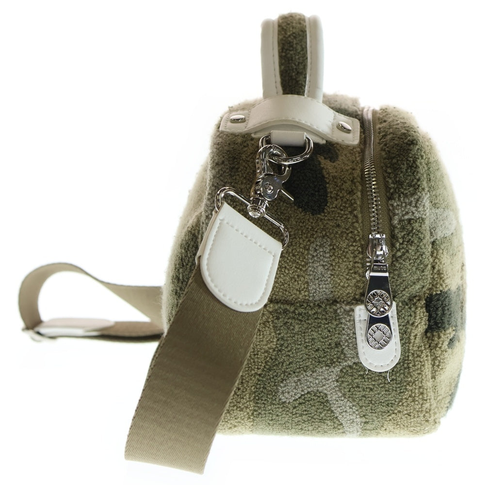 muta(ムータ) 24AW パイル ロゴデザイン カモ 迷彩柄 ショルダーバッグ カーキ レディース