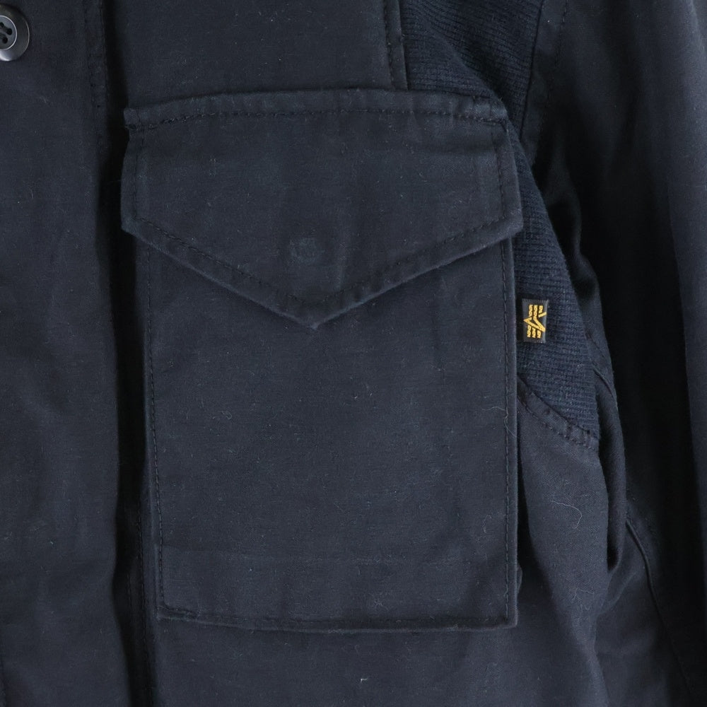 STUSSY(ステューシー) ×Alpha Industries Inc. M-65 Field Jacket アルファインダストリーズ M-65 フィールドジャケット ロゴ刺繍ジップアップミリタリージャケット ブラック
