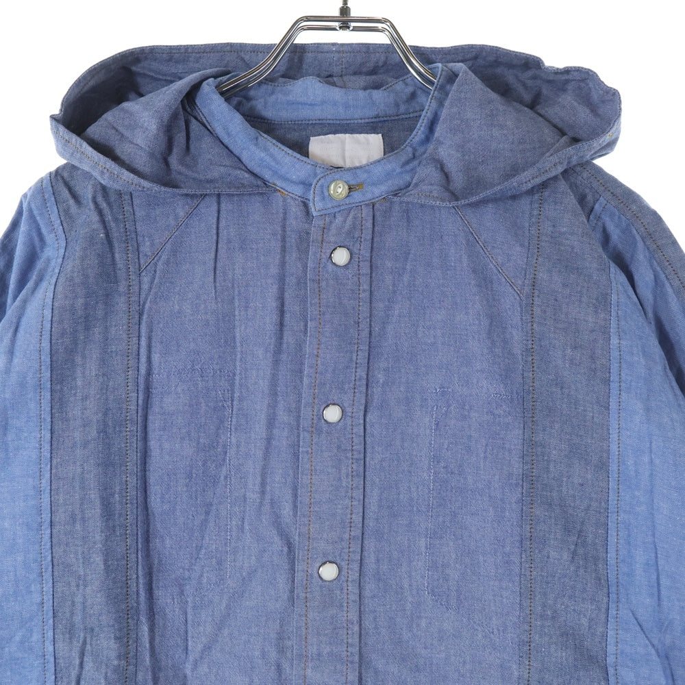 CHANGES(チェンジズ) Remake Anorak Shirt Parka リメイクアノラックシャツパーカー ハーフボタンフーデット長袖シャツ ブルー