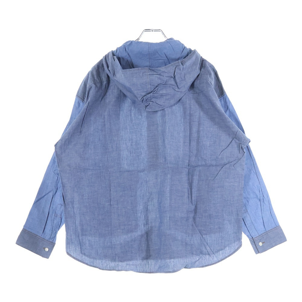 CHANGES(チェンジズ) Remake Anorak Shirt Parka リメイクアノラックシャツパーカー ハーフボタンフーデット長袖シャツ ブルー