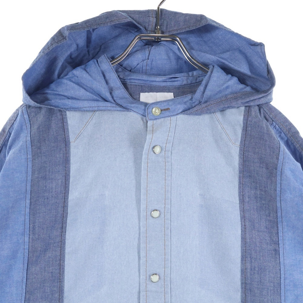 CHANGES(チェンジズ) Remake Anorak Shirt Parka リメイクアノラックシャツパーカー ハーフボタンフーデット長袖シャツ ブルー