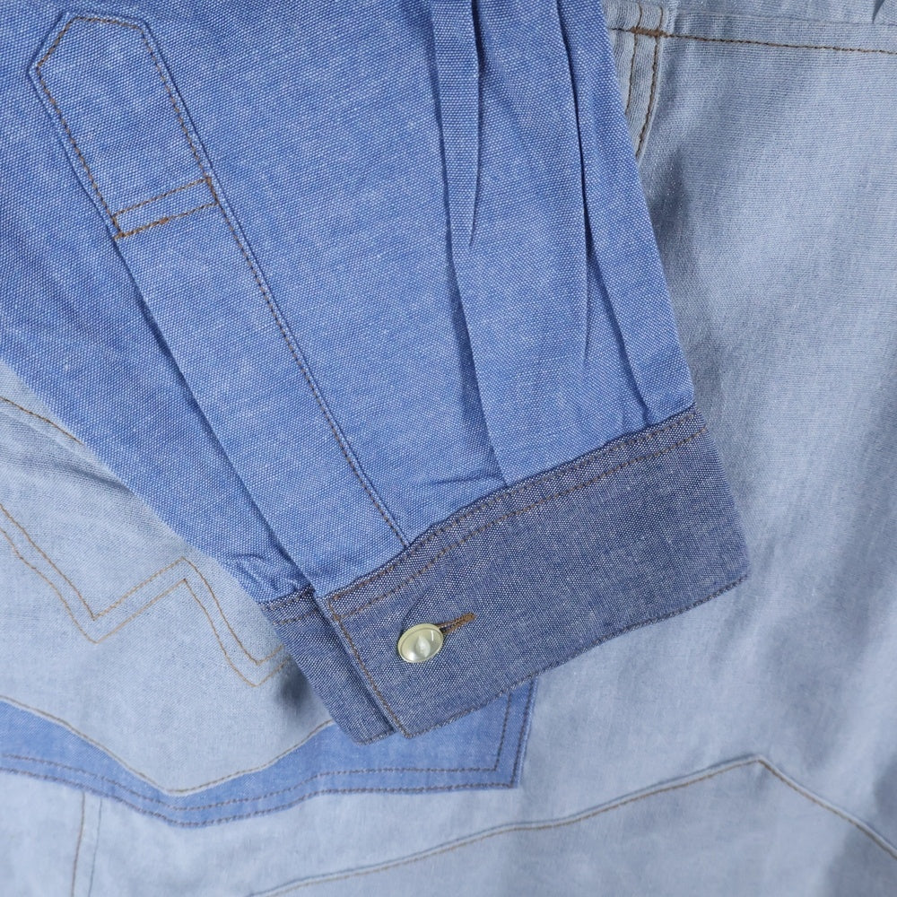 CHANGES(チェンジズ) Remake Anorak Shirt Parka リメイクアノラックシャツパーカー ハーフボタンフーデット長袖シャツ ブルー