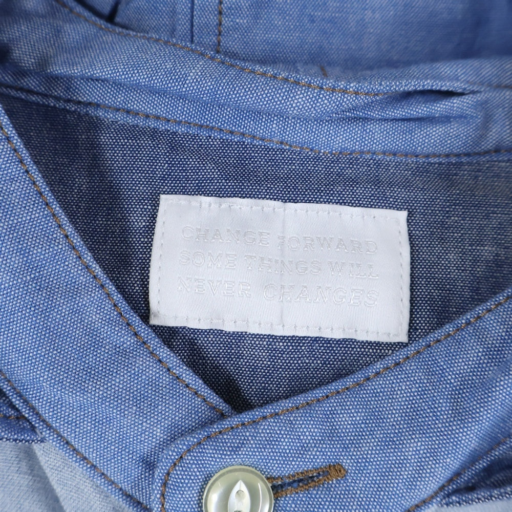 CHANGES(チェンジズ) Remake Anorak Shirt Parka リメイクアノラックシャツパーカー ハーフボタンフーデット長袖シャツ ブルー