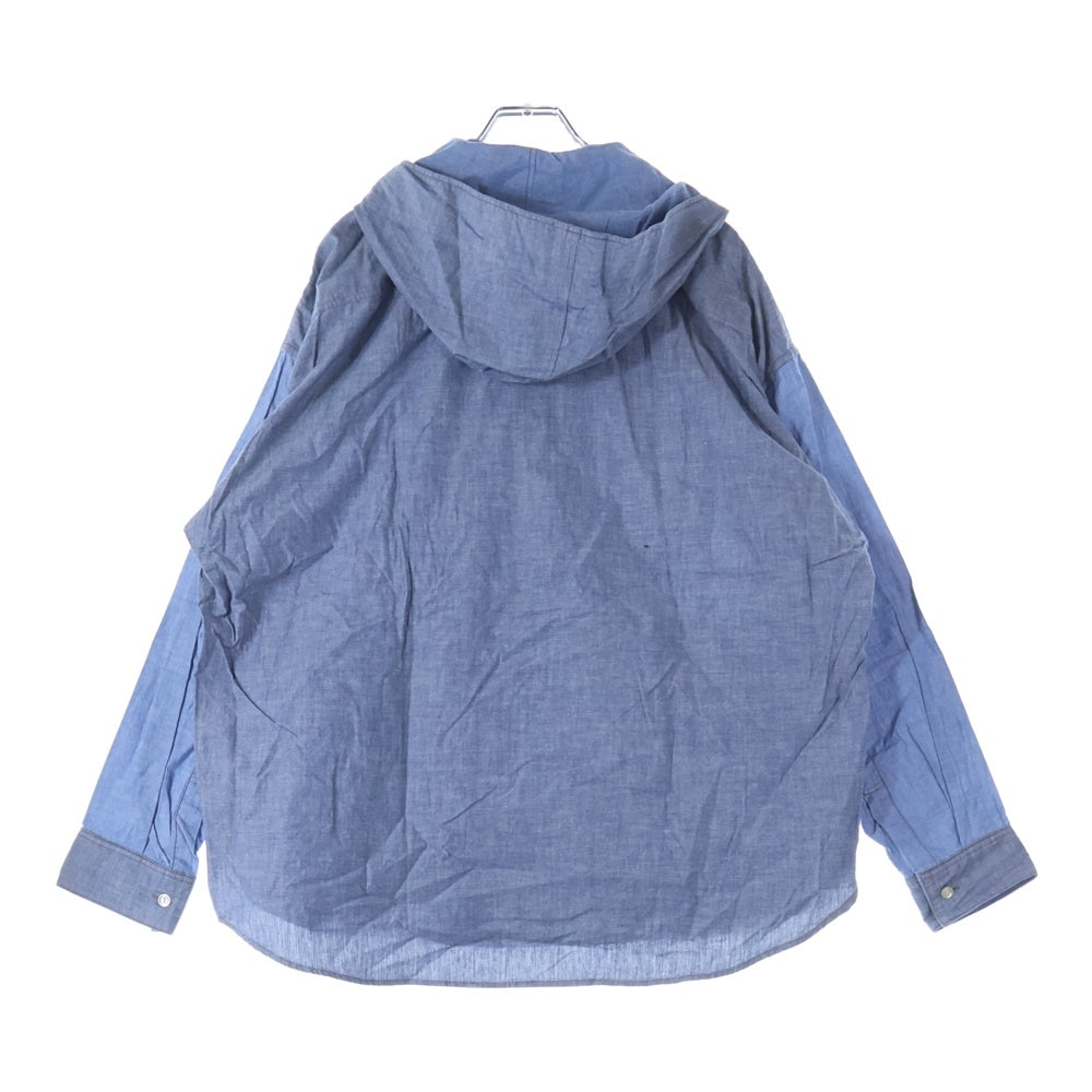 CHANGES(チェンジズ) Remake Anorak Shirt Parka リメイクアノラックシャツパーカー ハーフボタンフーデット長袖シャツ ブルー