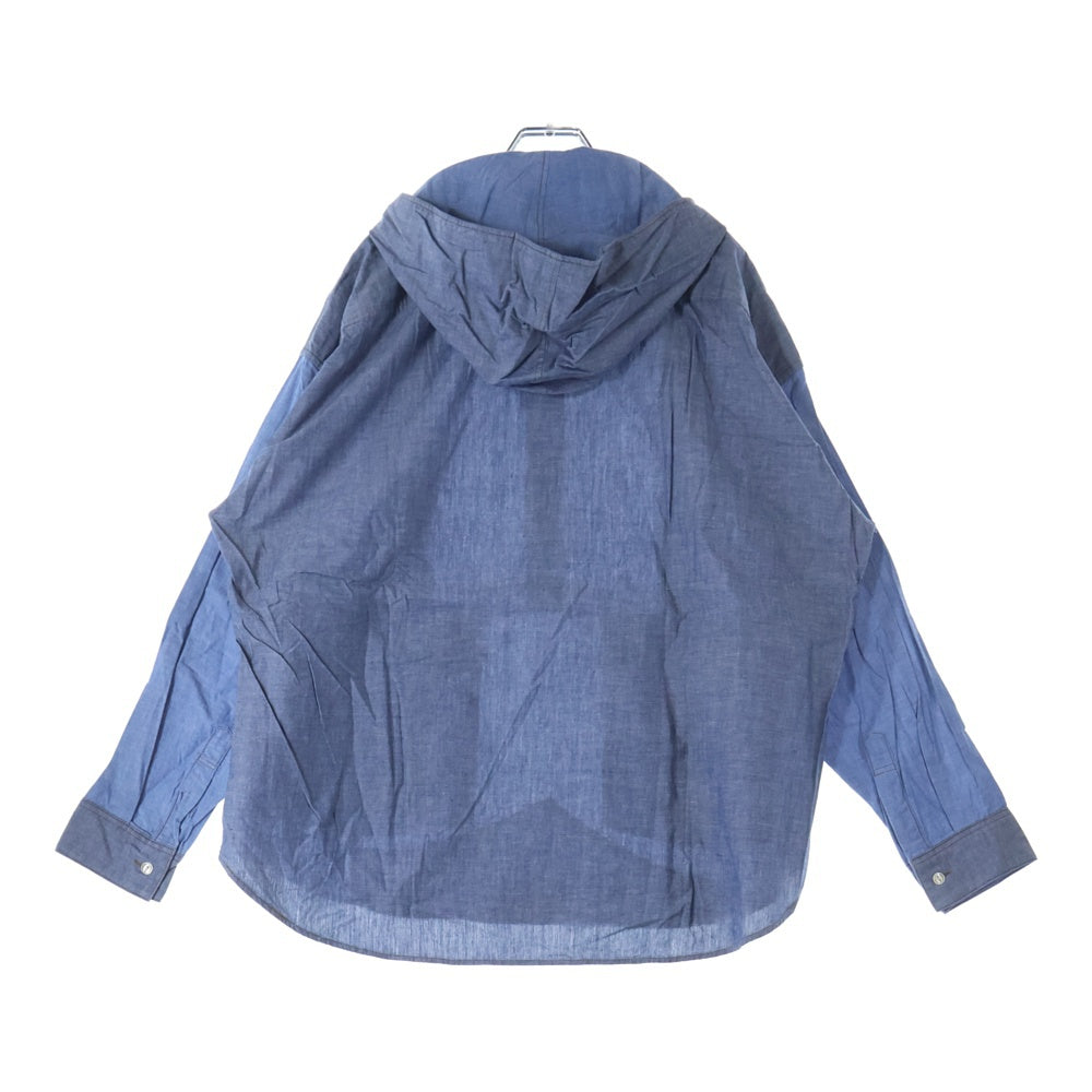 CHANGES(チェンジズ) Remake Anorak Shirt Parka リメイクアノラックシャツパーカー ハーフボタンフーデット長袖シャツ ブルー