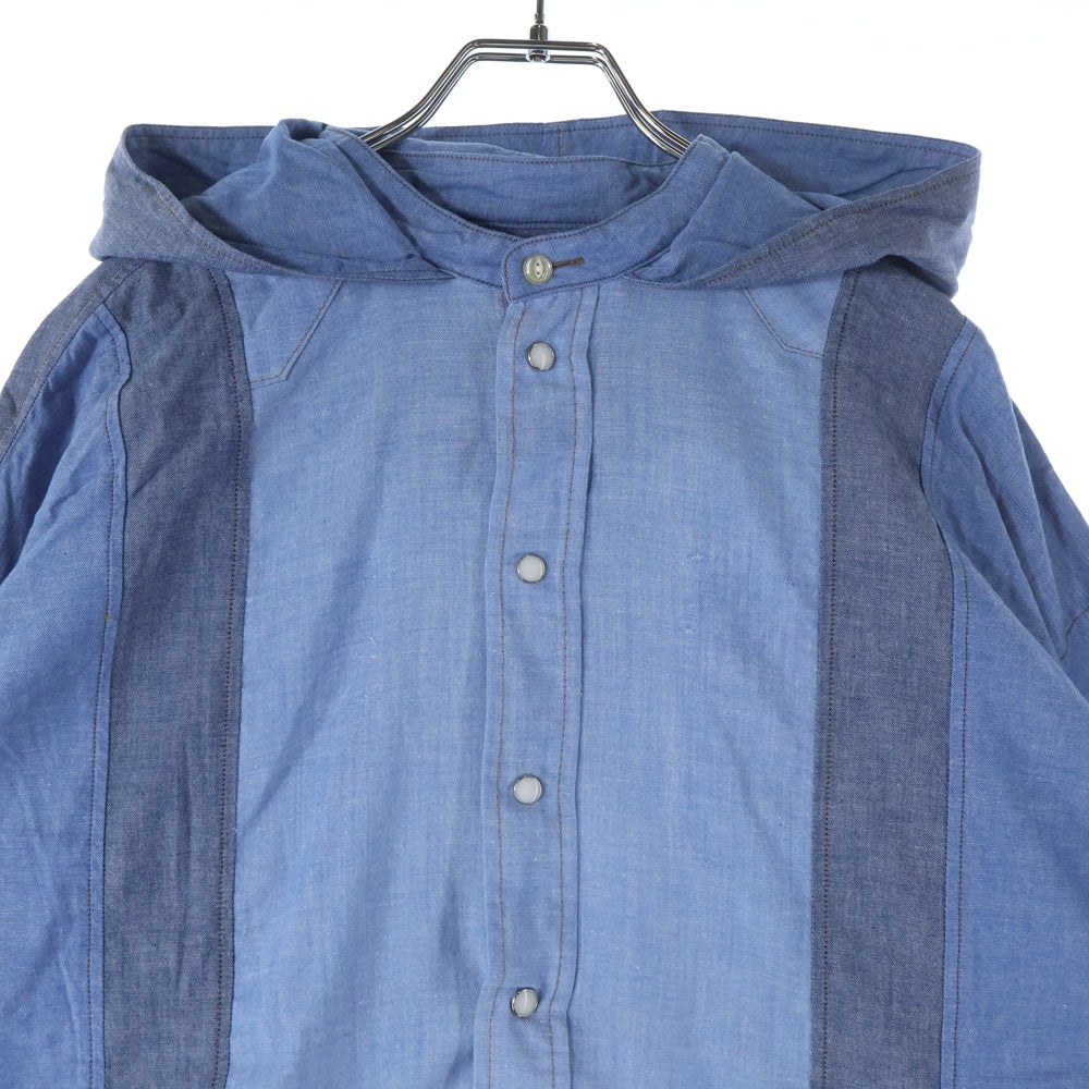 CHANGES(チェンジズ) Remake Anorak Shirt Parka リメイクアノラックシャツパーカー ハーフボタンフーデット長袖シャツ ブルー