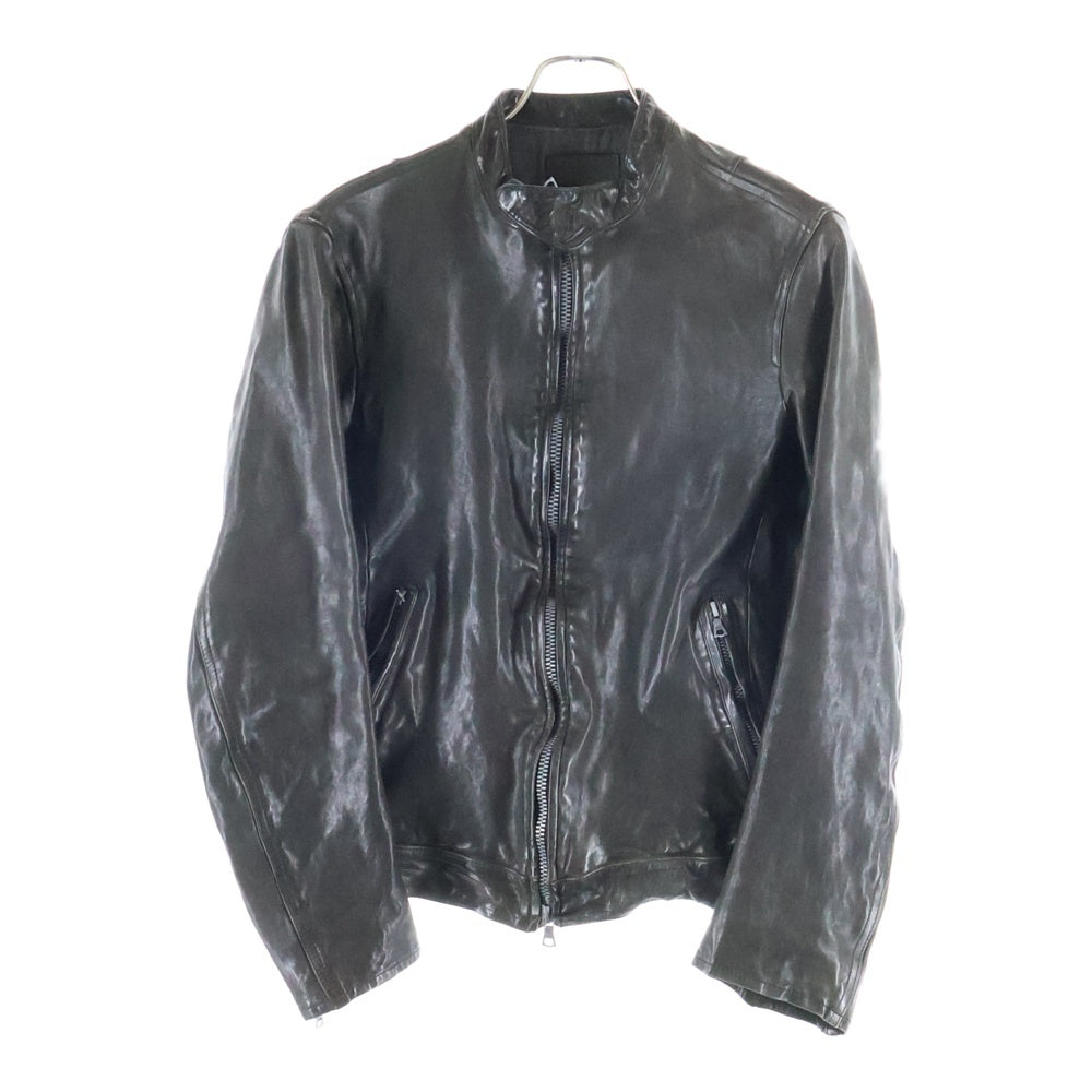 ISAMU KATAYAMA BACKLASH(イサムカタヤマバックラッシュ) ホースレザー ジップアップシングルレザージャケット ブラック