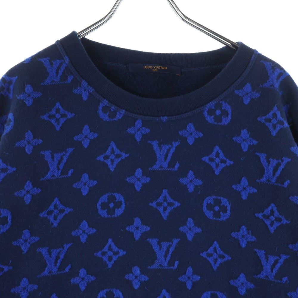 LOUIS VUITTON(ルイヴィトン) 19AW Full Monogram Jacquard Crewneck Knit Sweater フルモノグラムジャカードクルーネックニットセーター RM192M NPN HHY14W ブルー