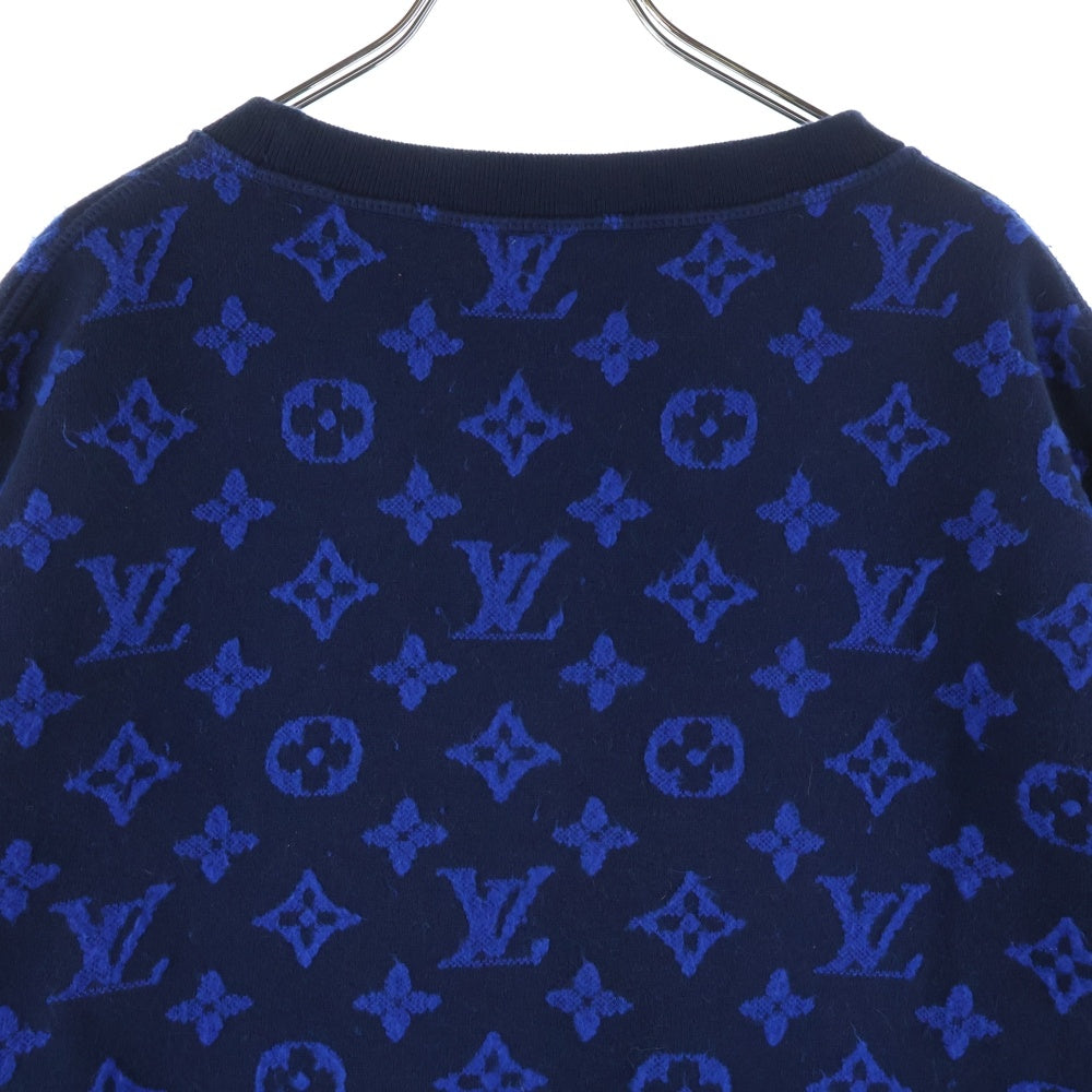 LOUIS VUITTON(ルイヴィトン) 19AW Full Monogram Jacquard Crewneck Knit Sweater フルモノグラムジャカードクルーネックニットセーター RM192M NPN HHY14W ブルー