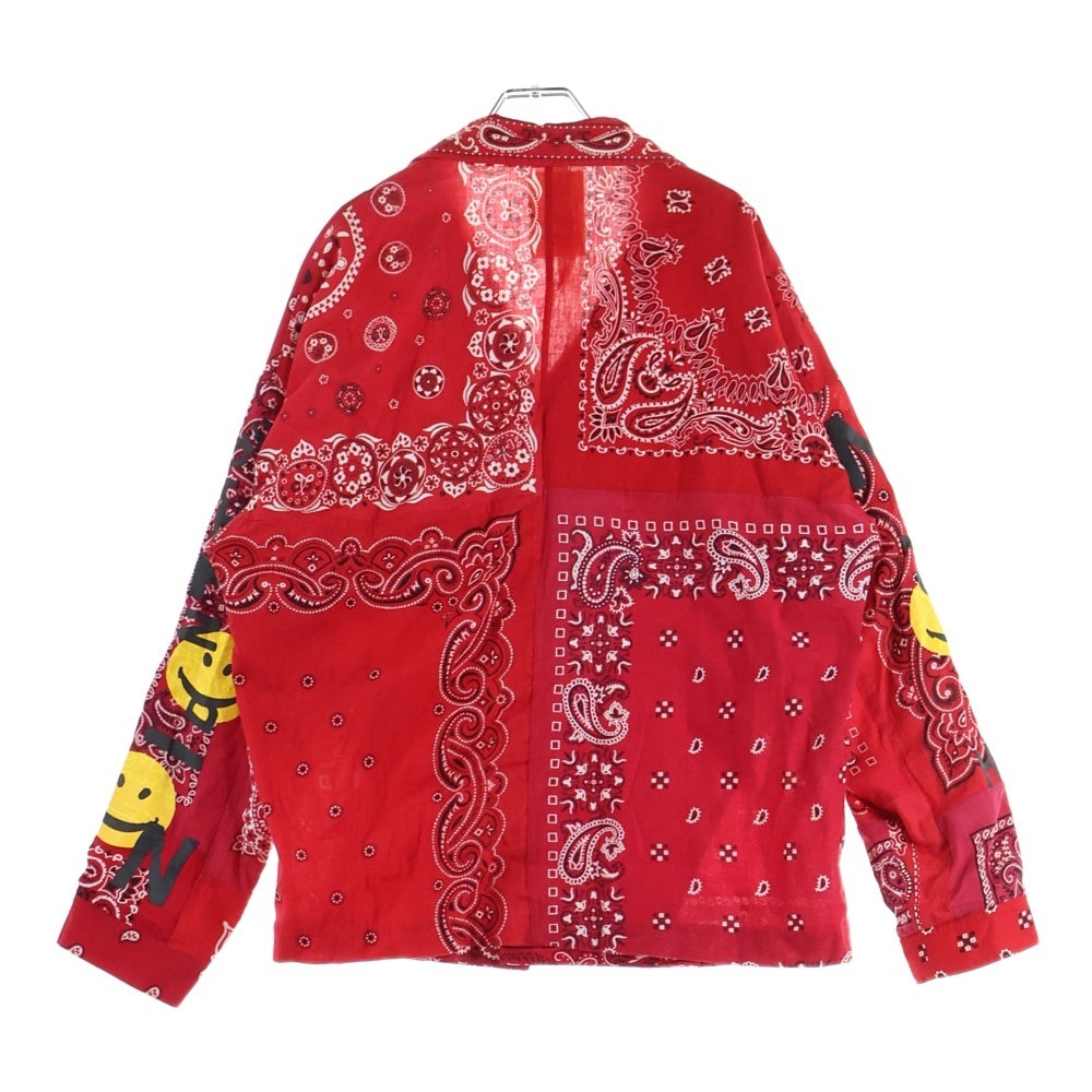 READY MADE(レディメイド) SLEEPING SHIRT スリーピングシャツ ペイズリー柄 長袖シャツ レッド RE-C0-RE-00-00-93