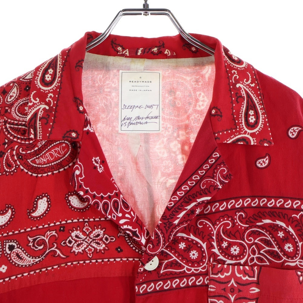 READY MADE(レディメイド) SLEEPING SHIRT スリーピングシャツ ペイズリー柄 長袖シャツ レッド RE-C0-RE-00-00-93