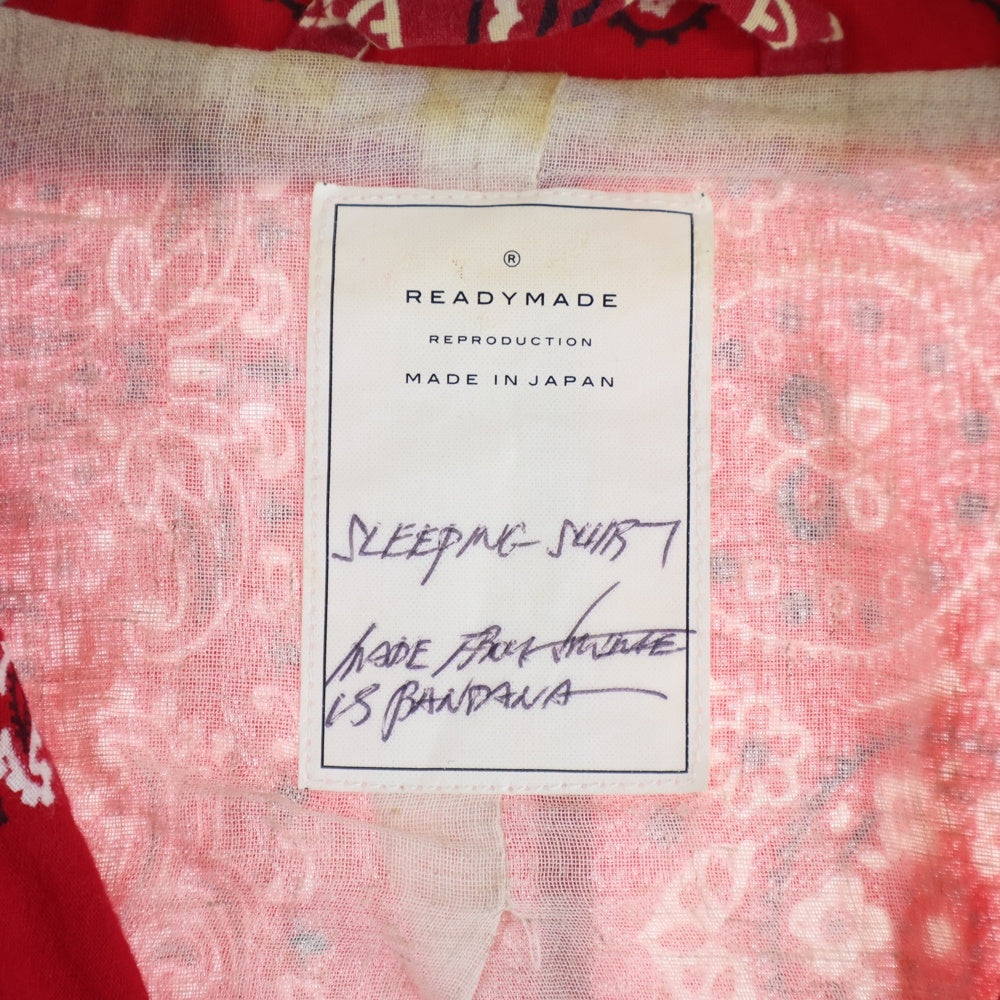 READY MADE(レディメイド) SLEEPING SHIRT スリーピングシャツ ペイズリー柄 長袖シャツ レッド RE-C0-RE-00-00-93