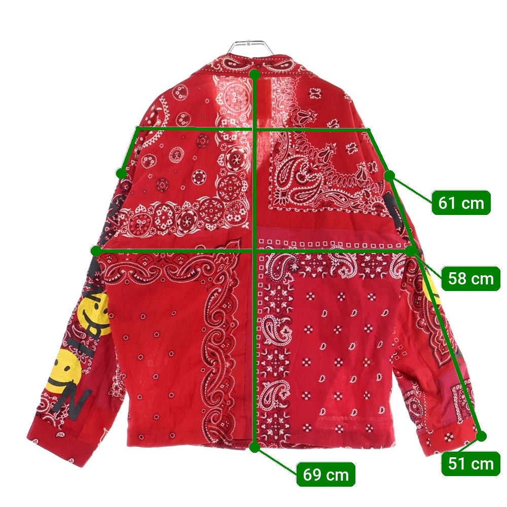 READY MADE(レディメイド) SLEEPING SHIRT スリーピングシャツ ペイズリー柄 長袖シャツ レッド RE-C0-RE-00-00-93