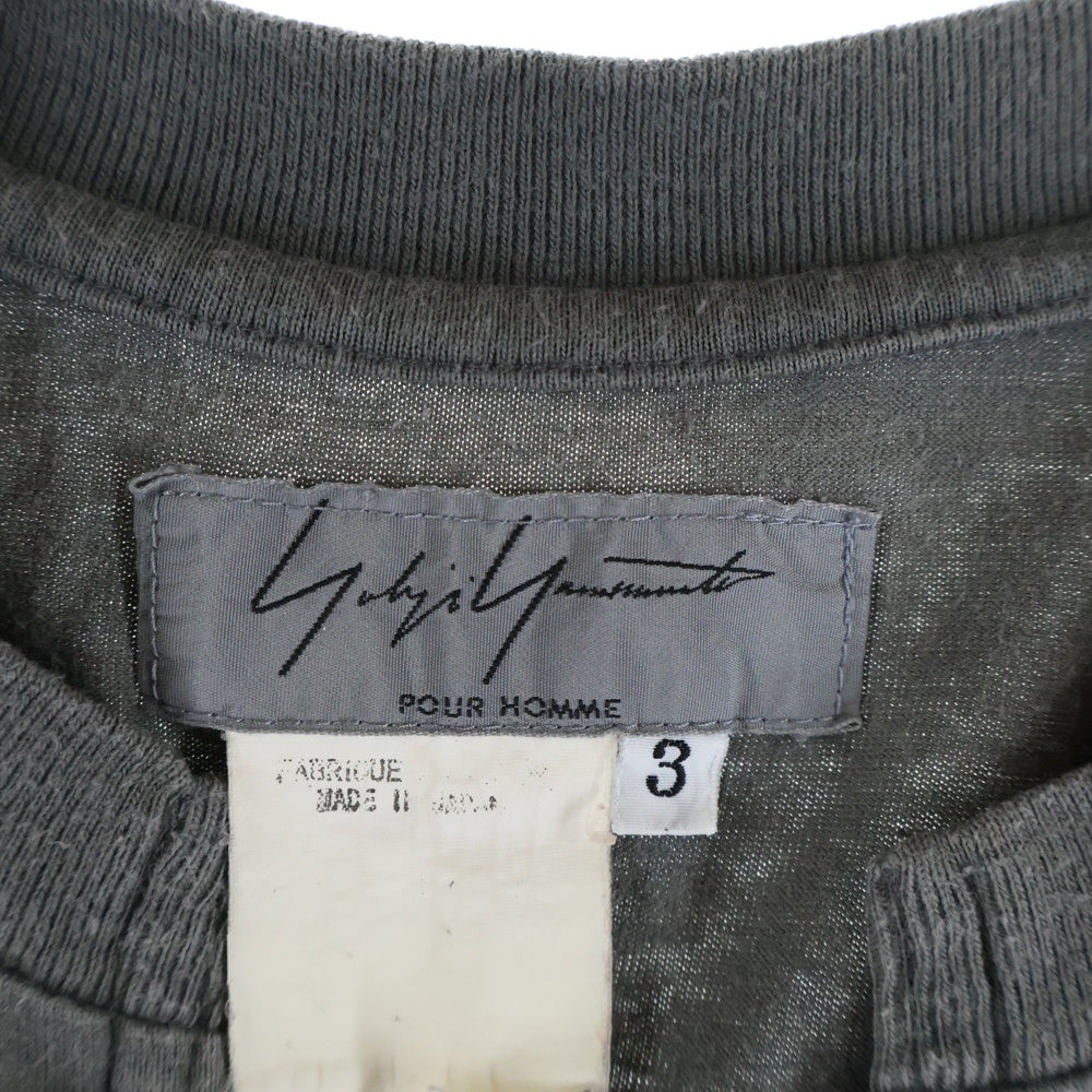 Yohji Yamamoto POUR HOMME(ヨウジヤマモト プールオム) Keyhole Neck T-Shirt キーネックTシャツ キーネック半袖カットソー グレー