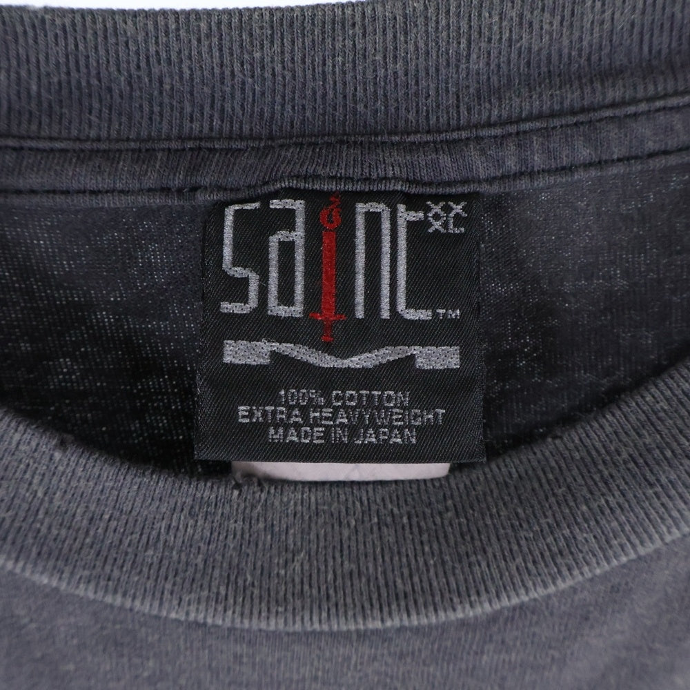 SAINT MICHAEL(セントマイケル) 24SS COLORFUL SAINT プリント ヴィンテージ加工 半袖Tシャツ カットソー ブラック