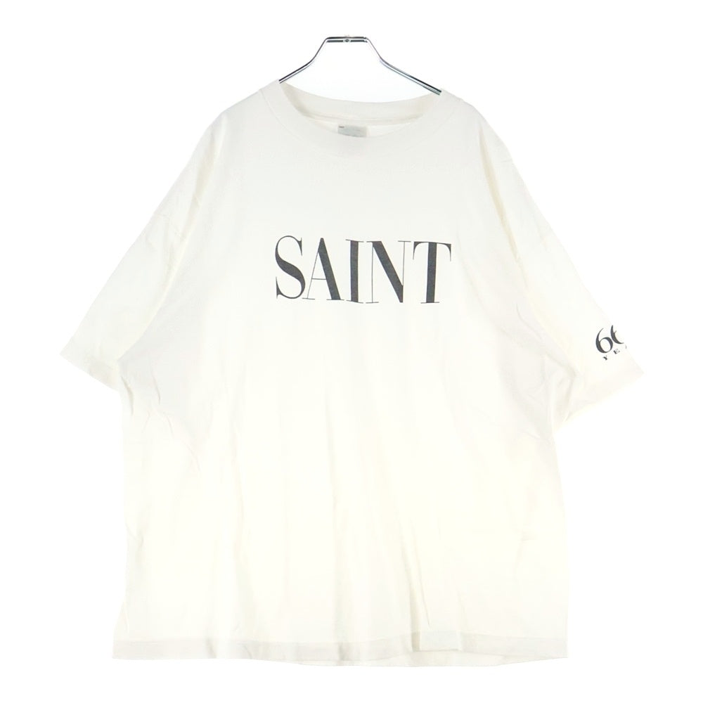 SAINT MICHAEL(セントマイケル) 24AW SAINT SS TEE セイント プリント ヴィンテージ加工 半袖カットソー Tシャツ ホワイト SM-YS1-0000-008