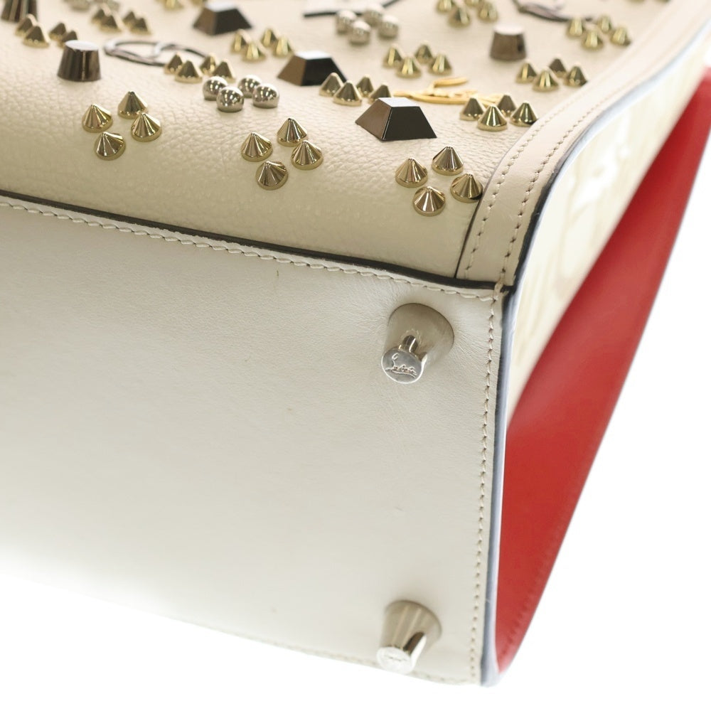 CHRISTIAN LOUBOUTIN(クリスチャンルブタン) PALOMA MEDIUM 2WAY パロマ ミディアム トートバッグ スタッズ パテントレザー ハンドバッグ ショルダーバッグ ホワイト レディース
