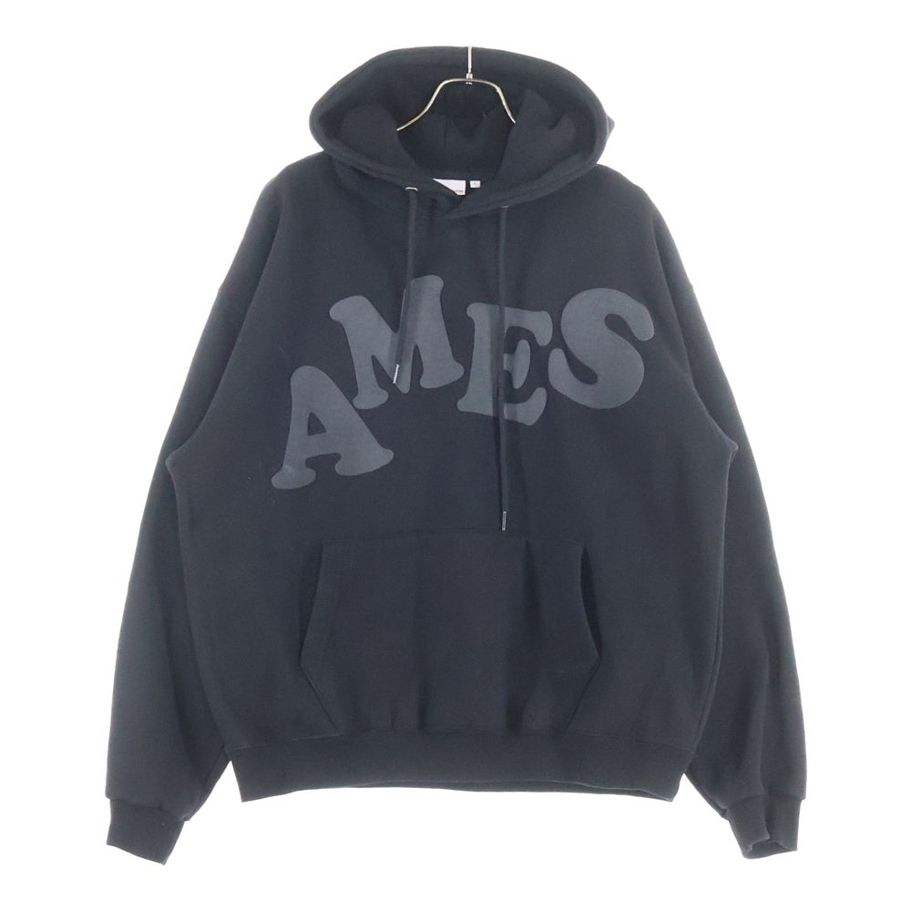 NO BRAND(ノーブランド) Ames Worldwide Big Typo Hoodie アメスワールドワイド ビッグタイポフーディー ロゴプリントプルオーバースウェットパーカー AM2EFUM400ABKL ブラック