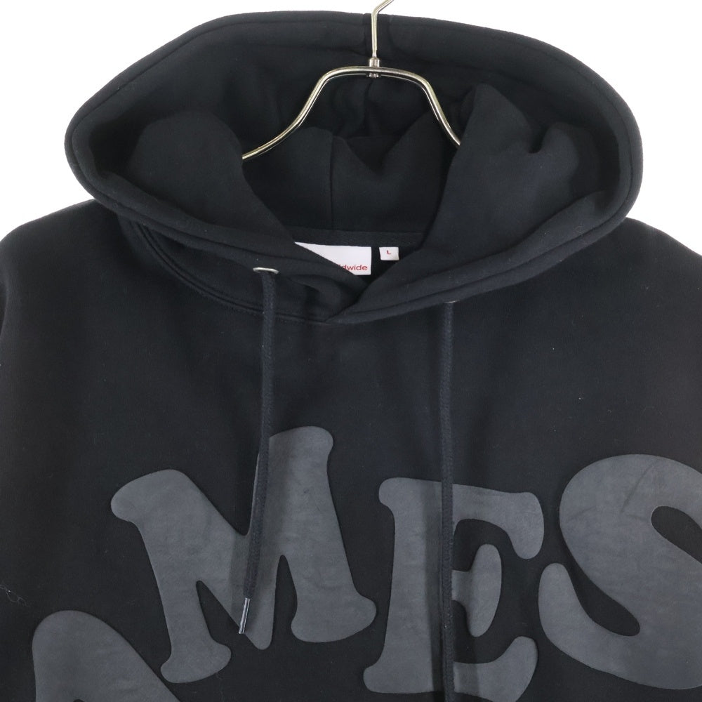 NO BRAND(ノーブランド) Ames Worldwide Big Typo Hoodie アメスワールドワイド ビッグタイポフーディー ロゴプリントプルオーバースウェットパーカー AM2EFUM400ABKL ブラック