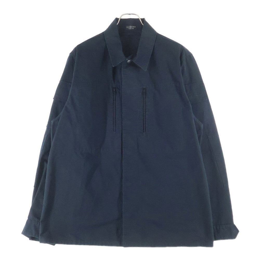 BALENCIAGA(バレンシアガ) Cotton Ripstop Long Sleeve Military Shirt コットン ミリタリー 長袖シャツ ジャケット ブラック 814719 TQP13