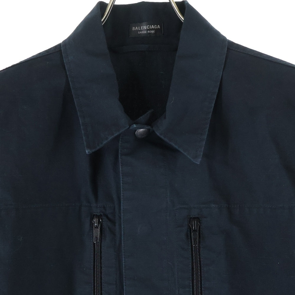 BALENCIAGA(バレンシアガ) Cotton Ripstop Long Sleeve Military Shirt コットン ミリタリー 長袖シャツ ジャケット ブラック 814719 TQP13