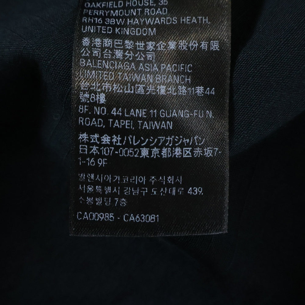 BALENCIAGA(バレンシアガ) Cotton Ripstop Long Sleeve Military Shirt コットン ミリタリー 長袖シャツ ジャケット ブラック 814719 TQP13