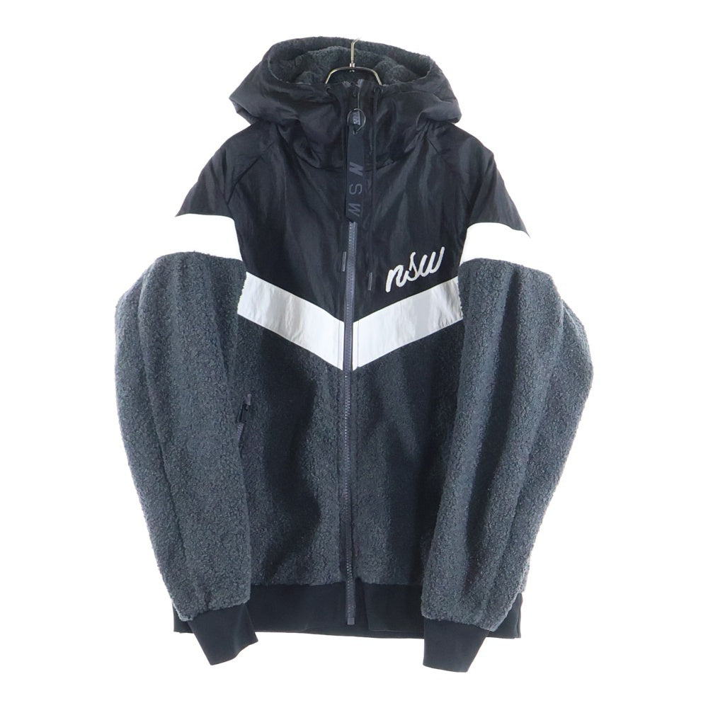 NIKE(ナイキ) Sherpa Wind Runner シェルパウインドランナー ロゴ刺繍ボア切替ナイロンジップアップジャケット 930317-010 ブラック