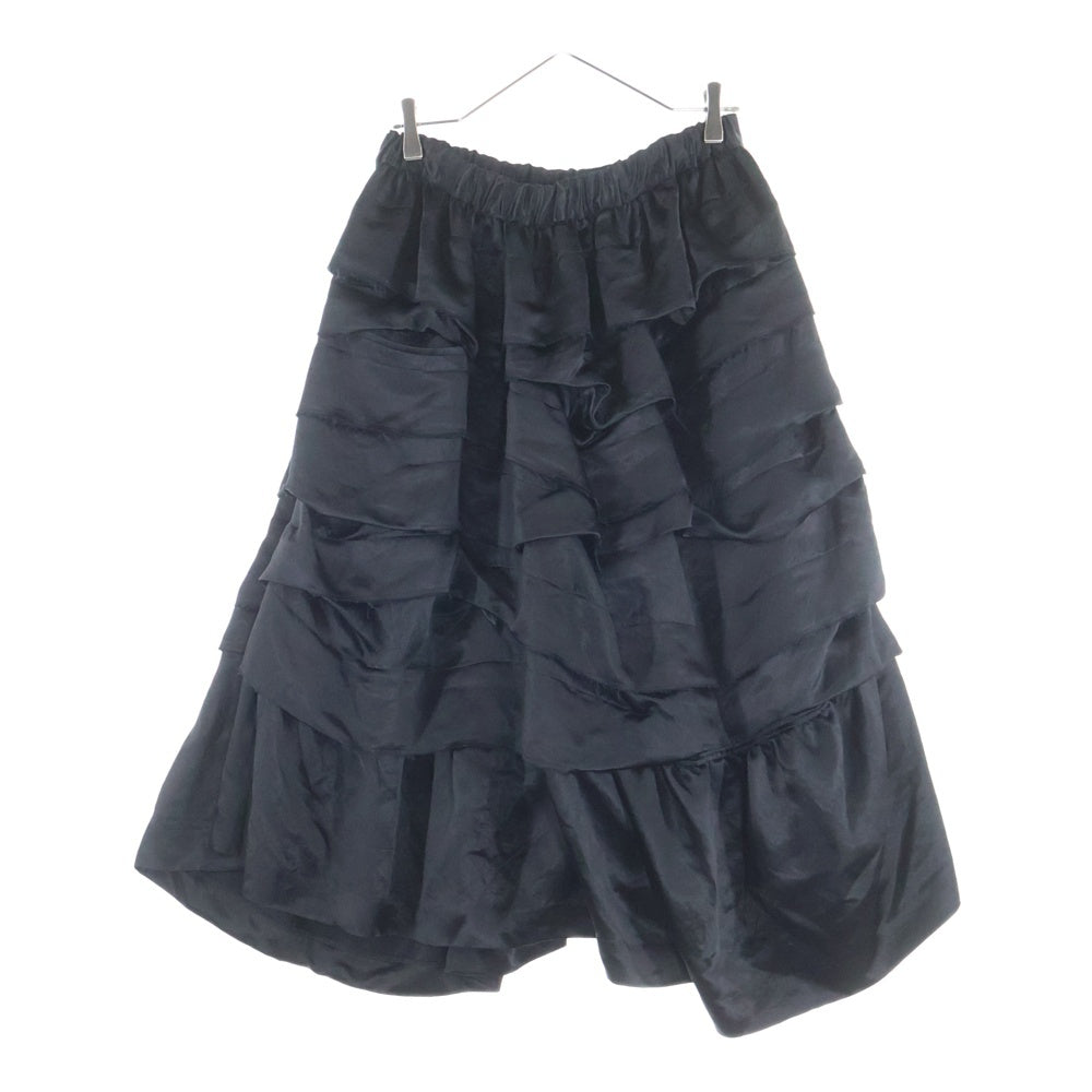 BLACK COMME des GARCONS(ブラックコムデギャルソン) 25SS Drawstring Layered Skirt ドローストリングレイヤードスカート アセテートロングスカート 1O-S005 ブラック レディース