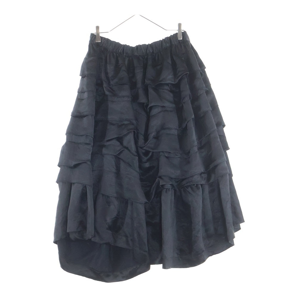 BLACK COMME des GARCONS(ブラックコムデギャルソン) 25SS Drawstring Layered Skirt ドローストリングレイヤードスカート アセテートロングスカート 1O-S005 ブラック レディース