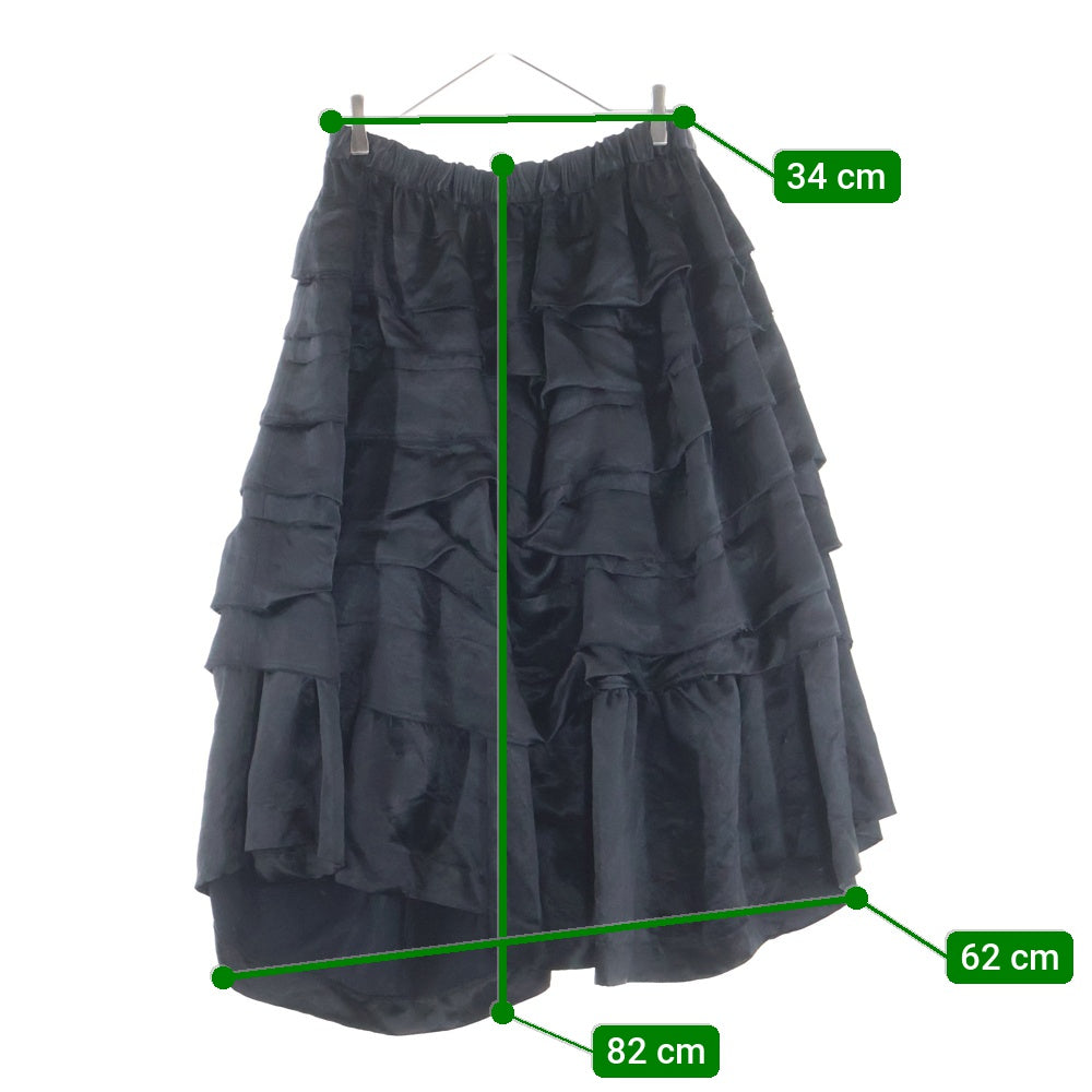 BLACK COMME des GARCONS(ブラックコムデギャルソン) 25SS Drawstring Layered Skirt ドローストリングレイヤードスカート アセテートロングスカート 1O-S005 ブラック レディース