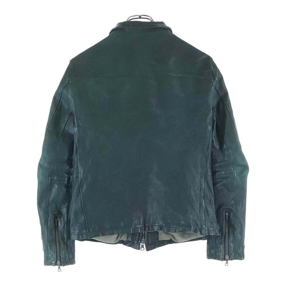 BACK LASH(バックラッシュ) ジップアップ シングルレザージャケット ライダース ブルゾン グリーン サンプル品