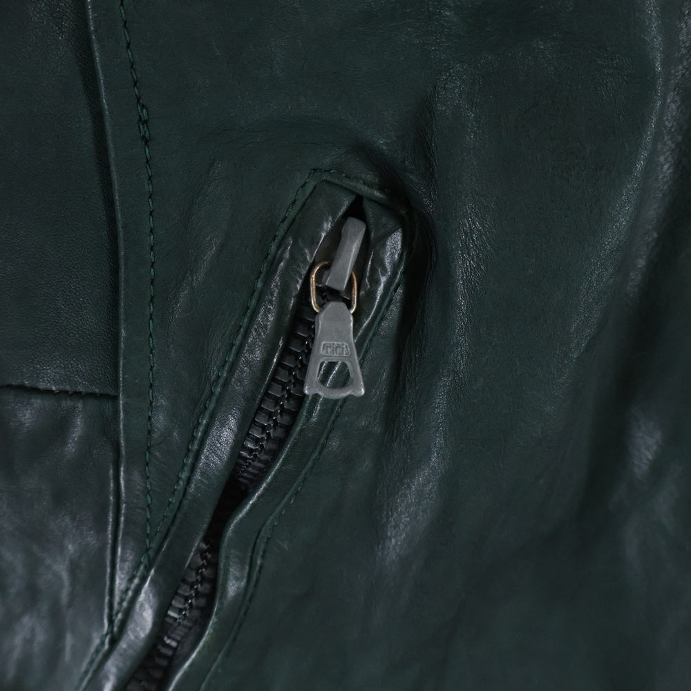BACK LASH(バックラッシュ) ジップアップ シングルレザージャケット ライダース ブルゾン グリーン サンプル品